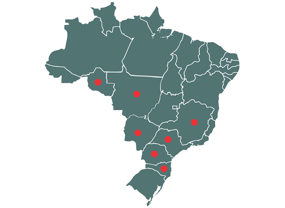 Mapa do Brasil com pontos de serviço